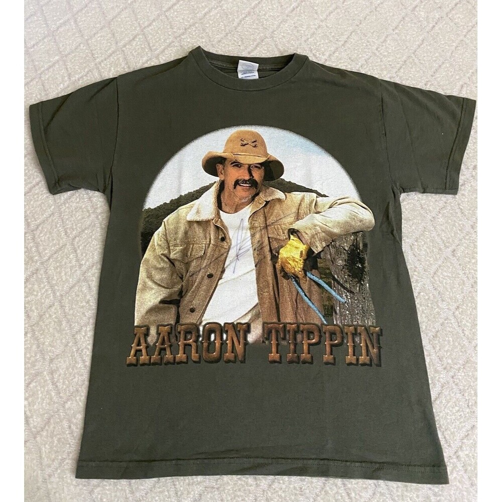 Vintage Delta Aaron Tippin Graphic 2 Sided Country Music Green Shirt Size Small